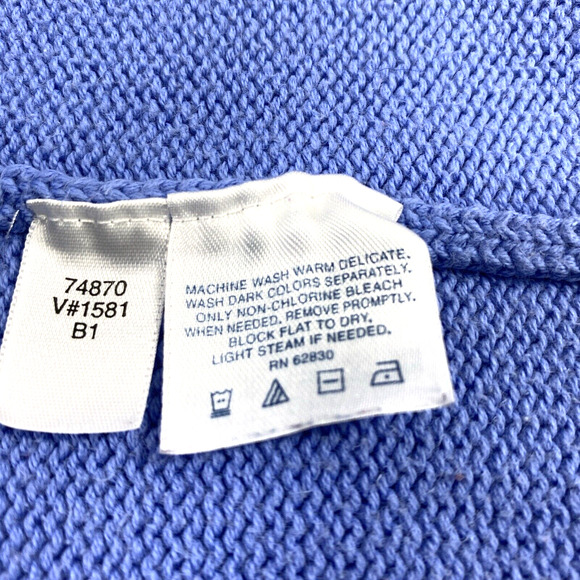 Vintage Lands' End V Neck Sweater Mens Large 42-44 Blue Japan Preppy Classic - Picture 9 of 9